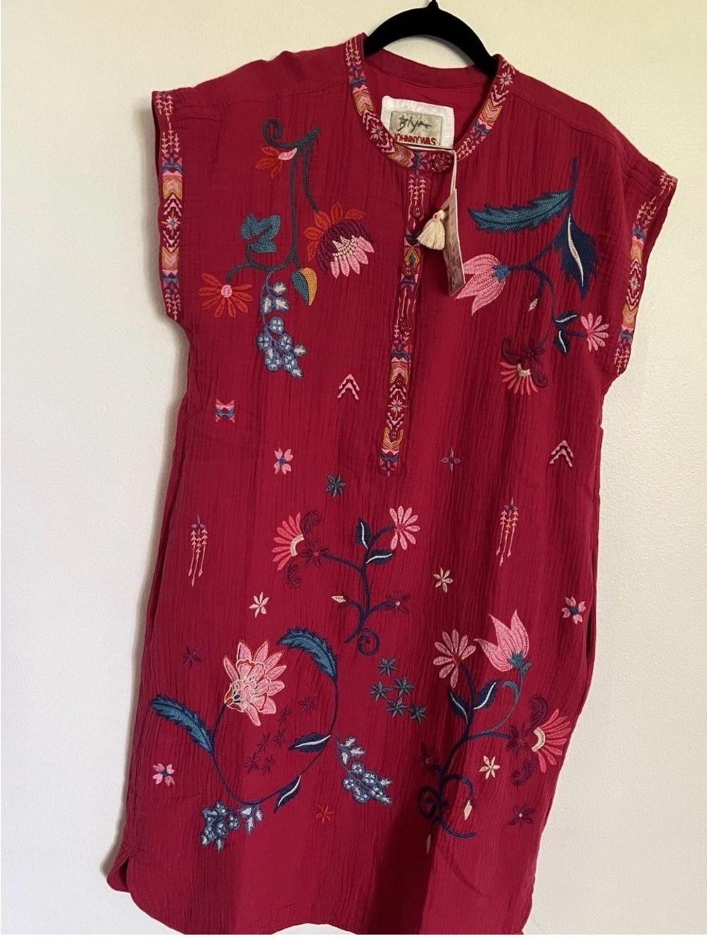 Johnny Was Size M Color Jzz (Red/Pink) Embroidered Mishti Lines Dress Elena - Picture 12 of 12
